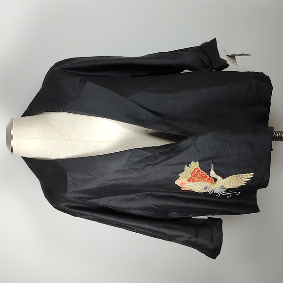 EUC VTG 100% Silk Nira Nira NY Designer Black 2-Piece Suit Embroidered Size XL - Picture 9 of 16